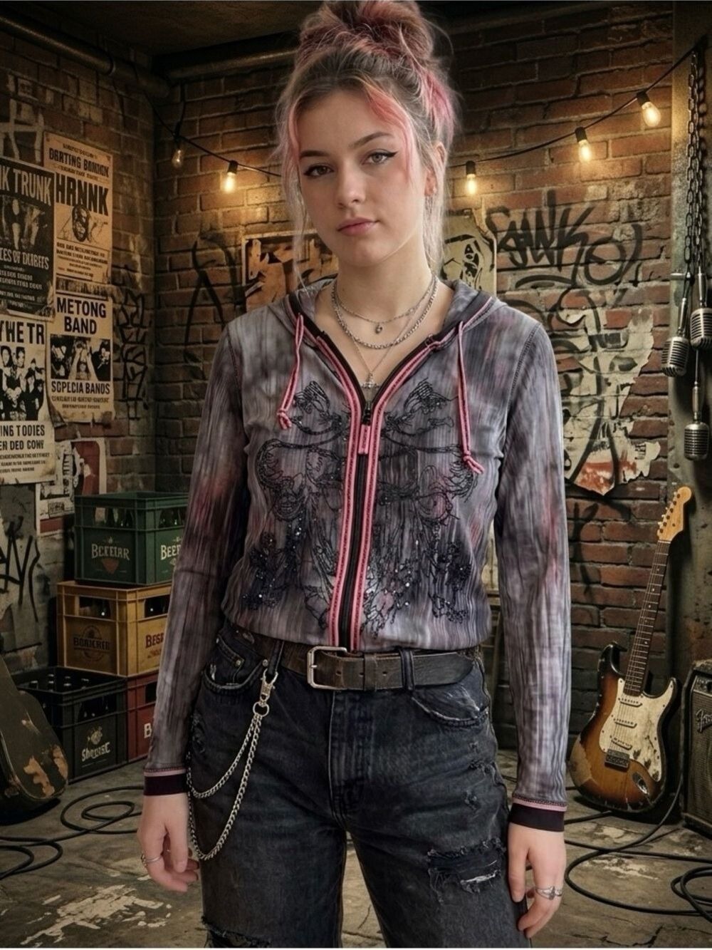 Vintage 2000 grail Luisa Cerano cyber grunge hoodie